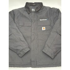 Carhartt Mens Loose Fit Canvas Work Jacket Black Corduroy Collar Spectrum Large