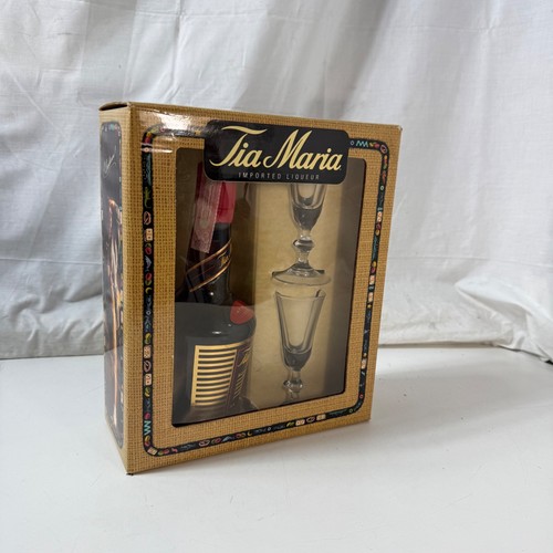 tia maria imported liquor empty gift set glasses bottle  Empty Display