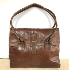 Hidesign Brown Leather Shoulder Bag Large Handbag with Multiple Pockets Vintage