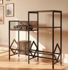 JinMing Record Player Stand with Vinyl Storage, Heavy-Duty Audio Cabinet for ...
