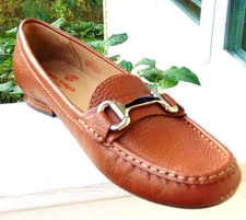 MARC JOSEPH NEW YORK WOMENS GRAND ST.BROWN LEATHER PEBBLED SHOES LOAFERS MOC~9