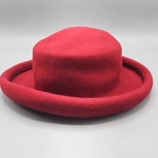 Vintage Charter Club Wool Red Derby Hat Rolle...