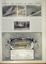 Original Old Antique Print Motor Car Argyll Wolseley Wales Sunbeam Talbot 1914