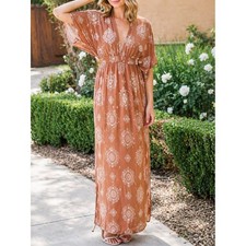 Flowy Boho Maxi Dress Empire Waist Beach Cover Resort Festival Lightweight Airy