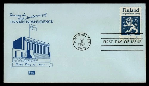 Mayfairstamps US FDC 1967 Finland Anniv Coat of Arms Bldg Flag First Day Cover a