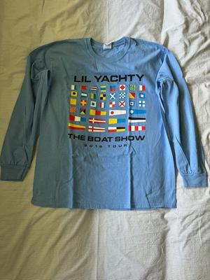 #ad Gildan Ultra Cotton Lil Yachty Boat Show 2016 Tour Double Sided Tee Blue L $30.00
