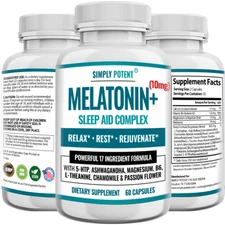 Natural Sleep Aid Pills - Melatonin 10mg w Multivitamins Multiminerals & Herbs