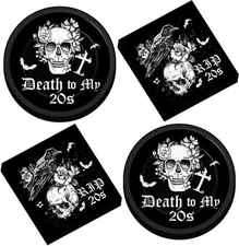 48pcs Dead to My 20s Birthday Decorations 30th Birthday Party Paper Plates an...