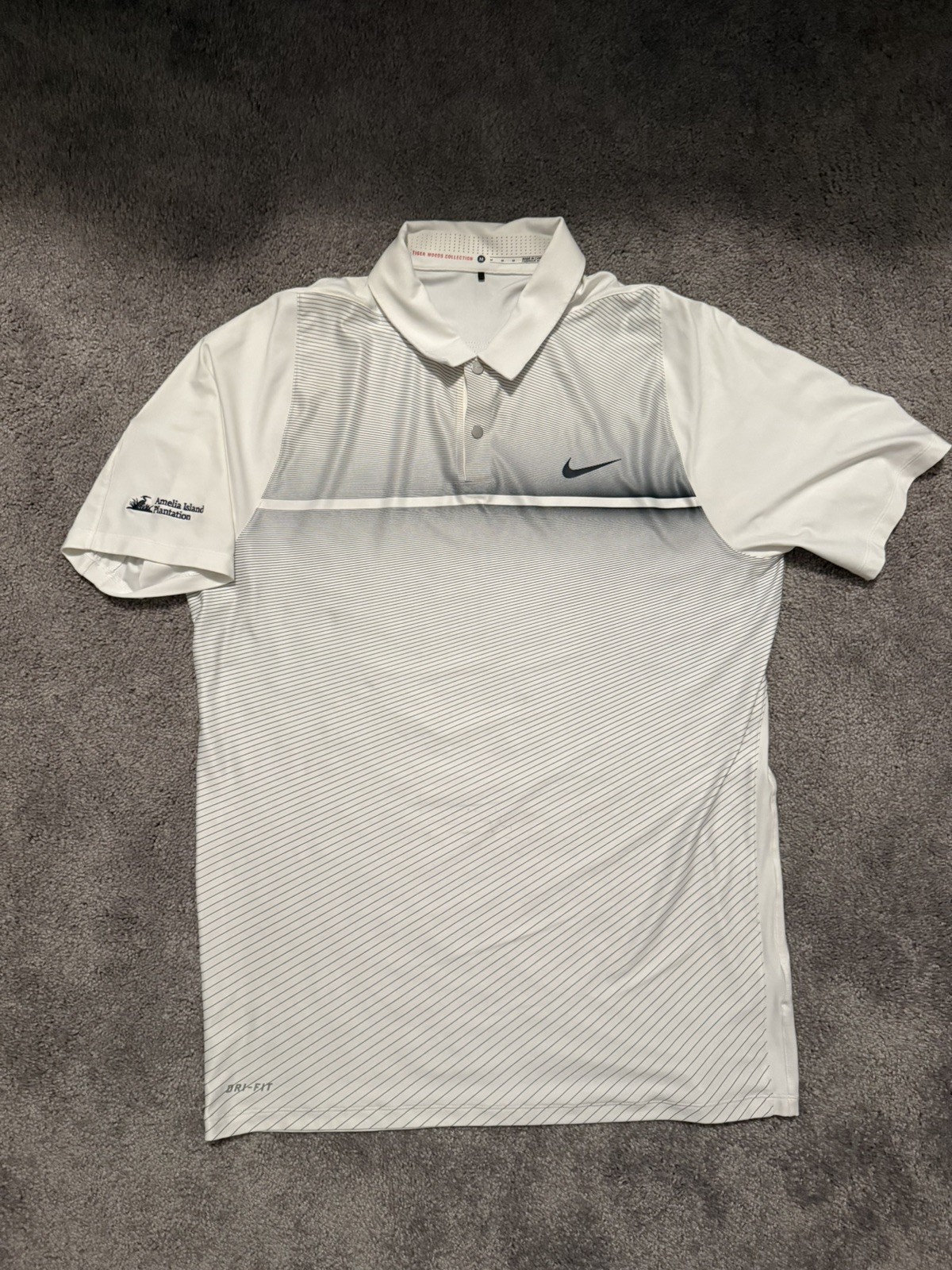 Nike Tiger Woods Collection Polo Shirt Mens Large White Dri Fit Golf