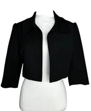 Express Design Studio Black Cropped Blazer Jacquard Patter Size 8