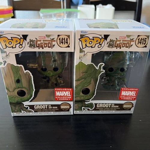 Funko Pop We Are Groot Set Of 2 Venom 1415 & Ant-Man 1414 Marvel Collector Corp