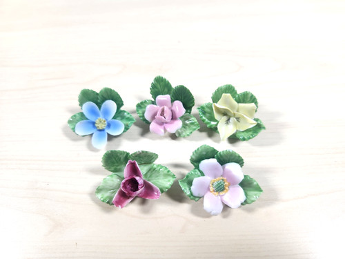 Vintage Miniature Porcelain Floral Figurine Place card Holders 44/877T Lot Of 5