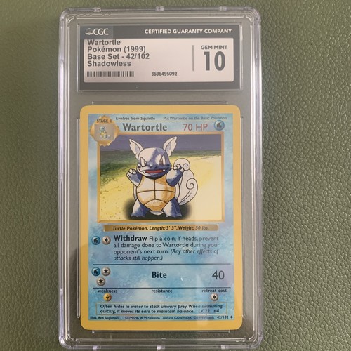 Wartortle (Shadowless) graded CGC 10 for sale on eBay