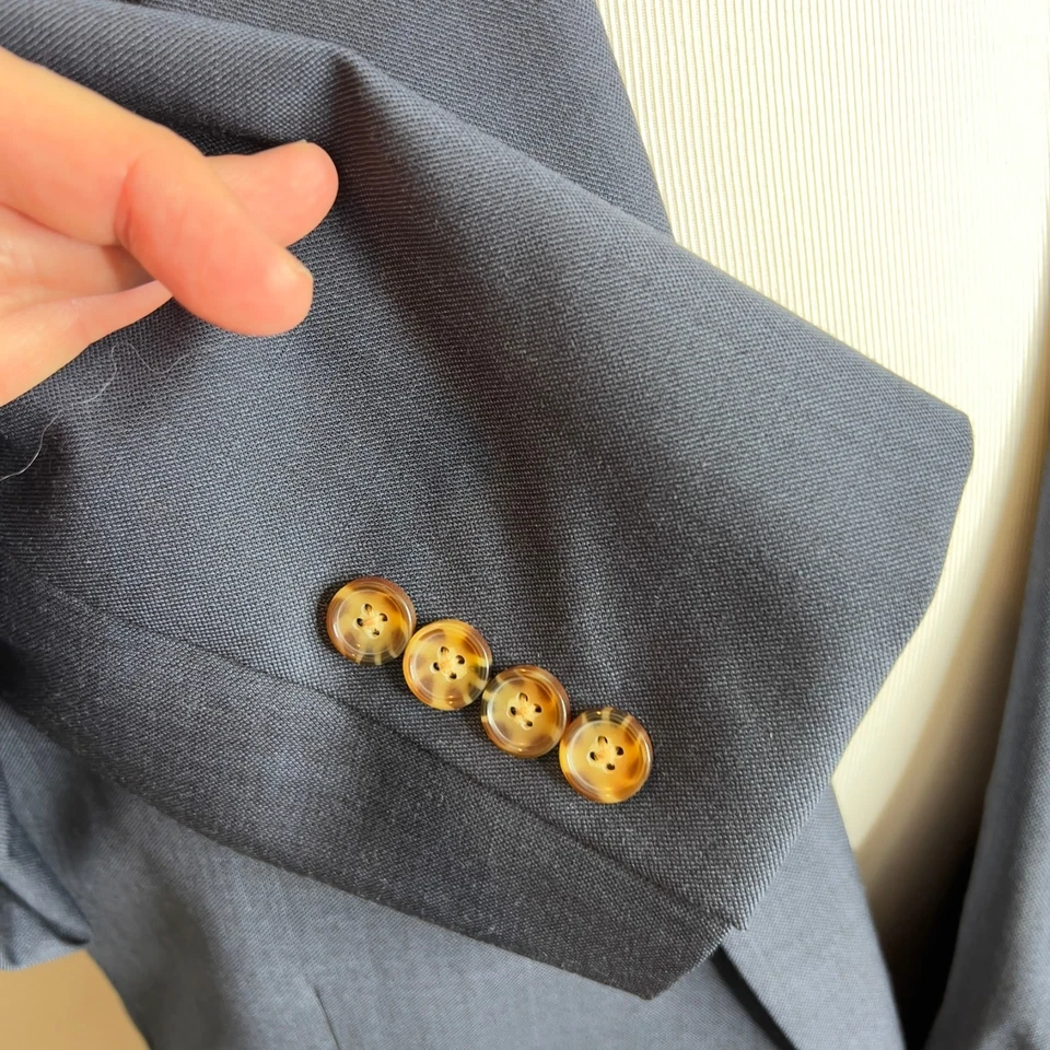 J.Crew Mens $498 Slim Thompson Suit Jacket Worsted Wool Navy Size 42L G1730 - Image 2 of 4