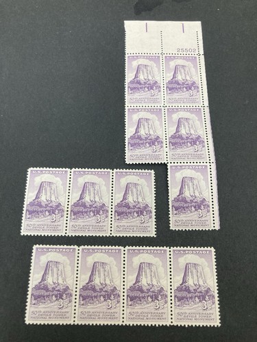 US Briefmarke Scott #1084 Devils Tower Ausgabe Platte 5er Block plus 4er & 3MNH