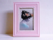 PINK WOOD FRAME Hand Painted Chic Shabby Cottage Victorian