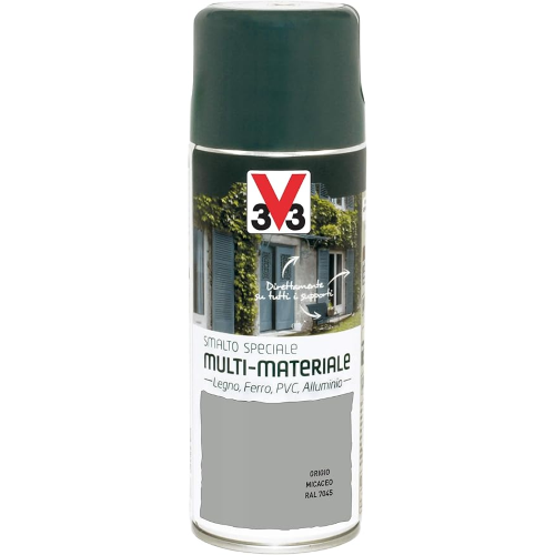 V33 Smalto Multimateriale 4In1 Spray, Grigio Micaceo Ral 7045, 0.4 l