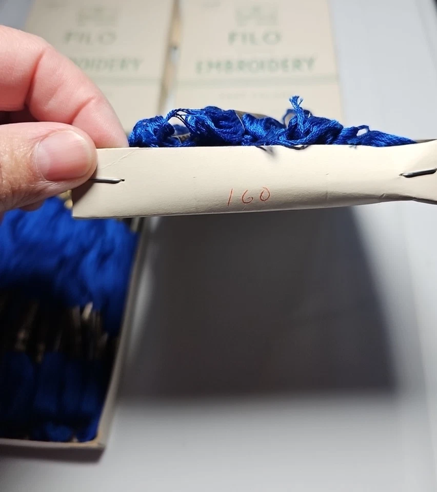 2 Vintage Boxes Peri-Lusta Embroidery Floss Skeins Color 160 Royal Blue? England - Image 4 of 4