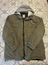 Dickies Mens Hooded Duck Full Zip Snap Work Heavy Outdoor Olive M Jacket Coat