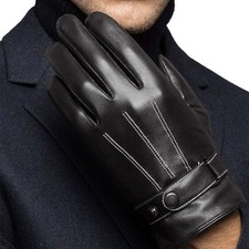 Driving Gloves Car Motorcycle Biker Leather Police Driver Fleece Lined Gloves