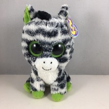 Ty Beanie Boos - ZIG-ZAG the 6" Zebra (Solid Eyes, 2011 GEN TAGS) *CREASED TAGS*