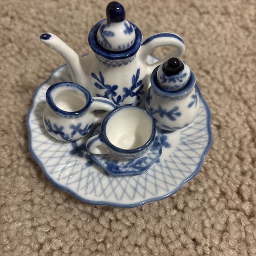 Collectible Mini Tea Set - Blue Floral Design