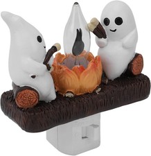 Ghost Campfire Night Light, White Plastic, LED Flickering Flame Effect, Indoo...