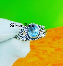 Blue Topaz Gemstone 925 Sterling Silver Handmade Jewelry Ring Size 5 to 13