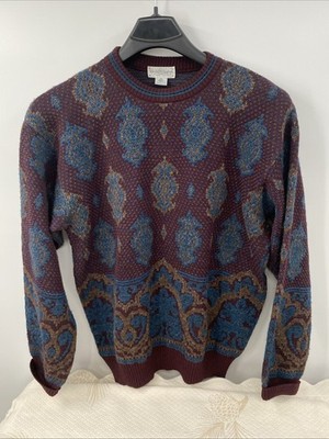 Vintage Tricots St. Raphael Mens Sweater Multicolored Size Large Geometric Wool