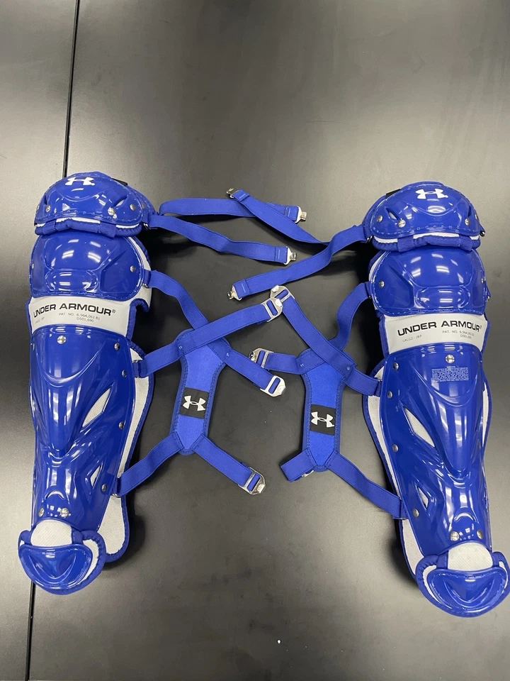 安德玛棒球护腿捕手/Umpire成人蓝色护腿 — 第 3/4 张图片