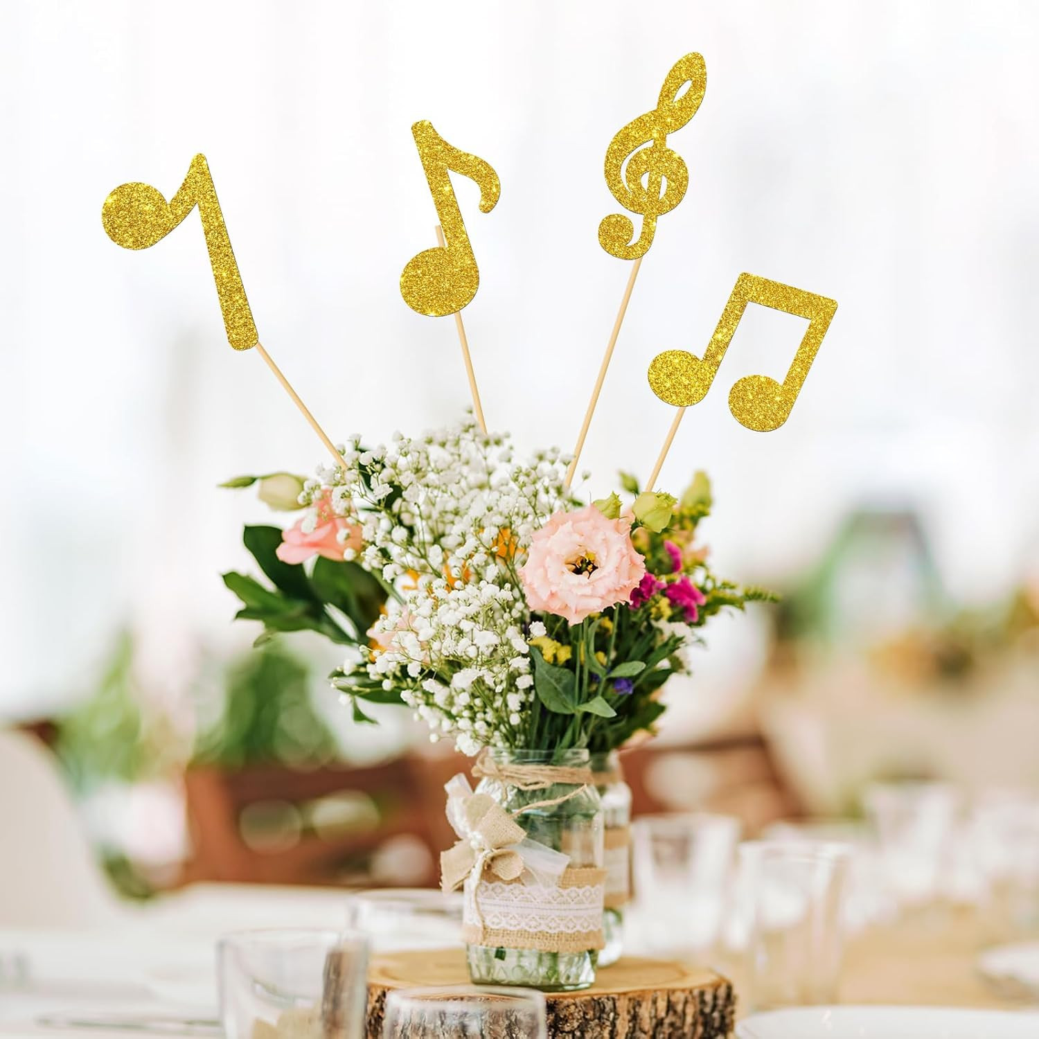 Music Notes Centerpiece Sticks - Music Concert Themed Centerpieces - Wedding Eng
