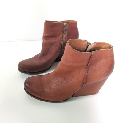 Kork-Ease Leather Wedge Ankle Boots Brown Boho Western Minimalist Comfort 8.5/40