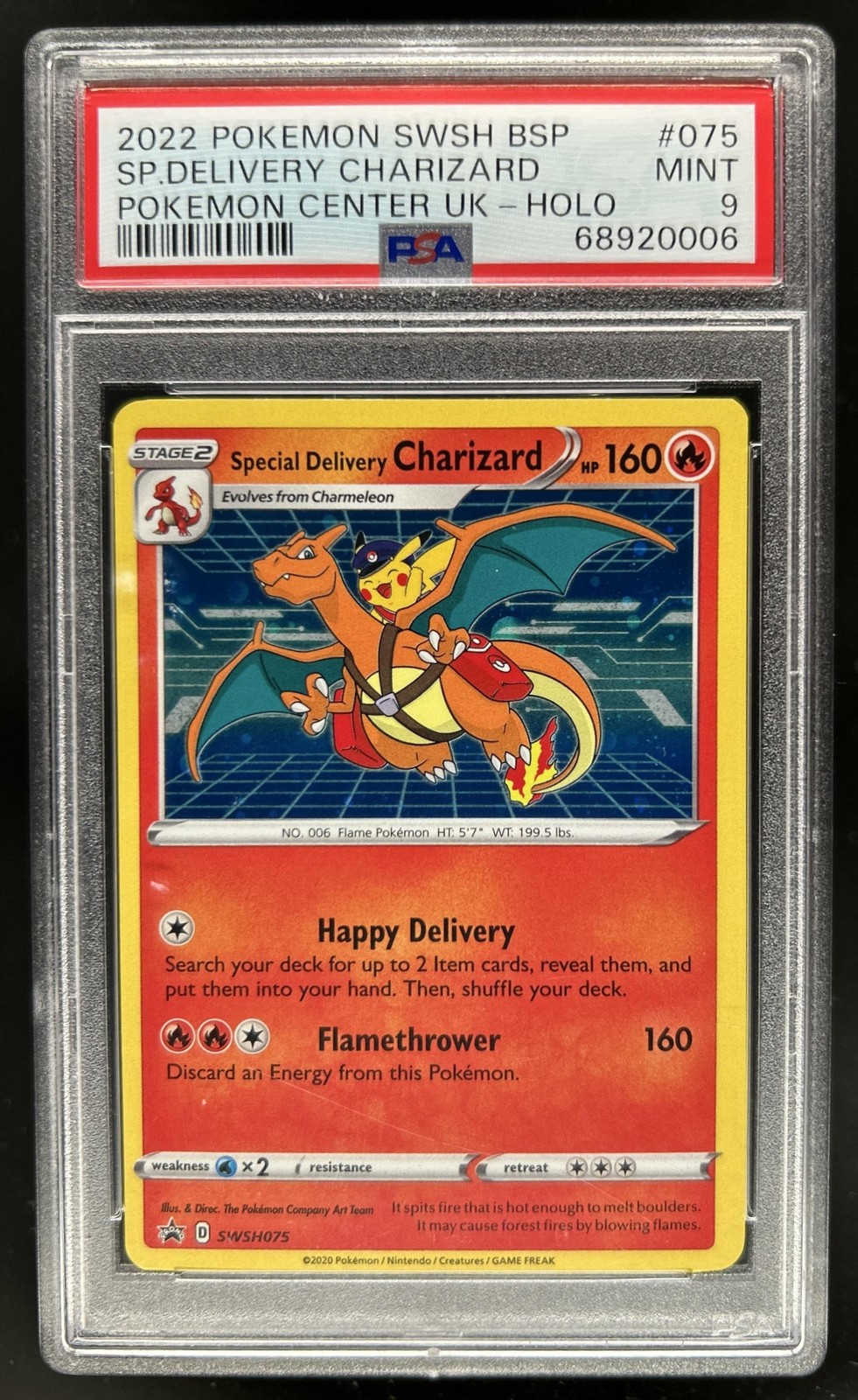 Pokemon SWSH Black Star Promos Special Delivery Charizard 2022 #SWSH075 PSA 9