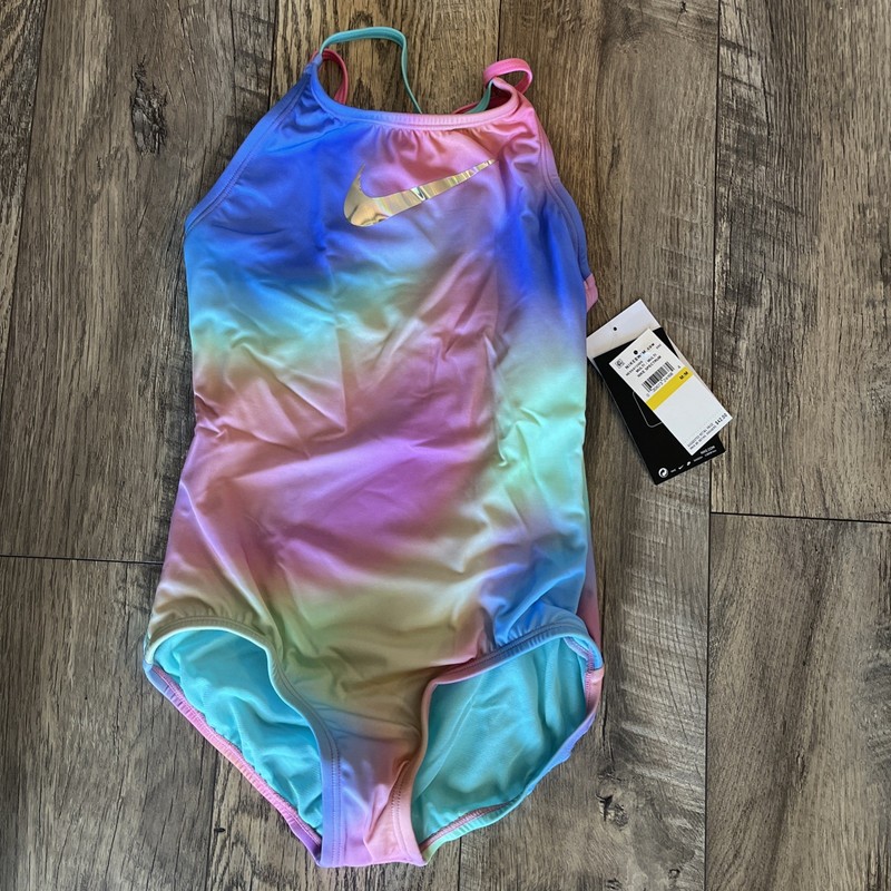 Nike Swim Girls One Piece Spectrum Size M 10-12 NWT Spiderback Ombré Design