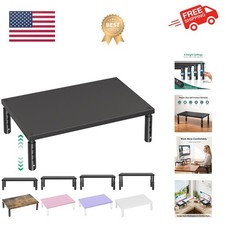 Black Wooden Computer Monitor Riser - 4-Level Adjustable Height for Comfort