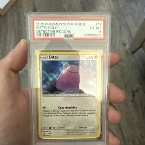 Ditto 17/18 Detective Pikachu Holo Pokémon Sun & Moon PSA 6