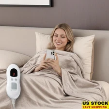 Premium Electric Heated Throw Blanket W/ Smart Temperature Control & 14.8ft Cord