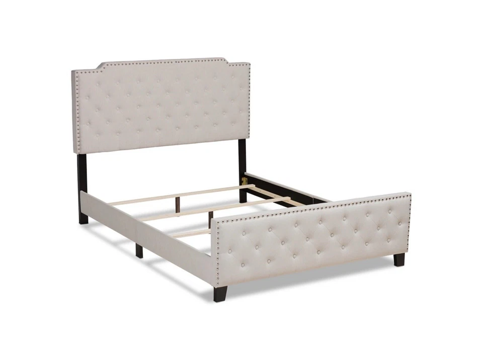 BRAND NEW Ashley Upholstered Button Tufted Panel Beige King Size Bed Frame - Image 4 of 4