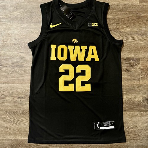 Neu mit Etikett Caitlin Clark Iowa Hawkeye schwarz und gold Trikot Größe Herren Small (44) NCAA