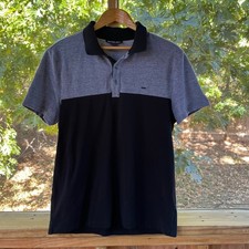 Michael Kors Men's Grey And Black Polo Shirt Size L