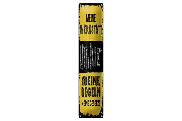 Blechschild Spruch 46X10 Cm Meine Werkstatt Meine Regeln Meine Gesetze Schild-image
