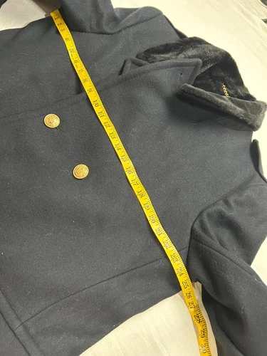 True VTG Zero King 60s Double Breasted Fur Lined Bridge Coat 46 XL Naval Officer image 11