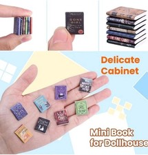 300Pcs Mini Books Miniatures Dollhouse Books for Anxiety Bookshelf Tiny