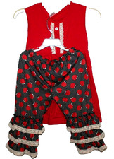 NEW Girls Boutique Outfit Set Red Top and Blue/Red Shorts W/Accessories