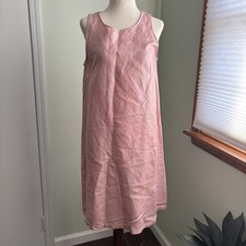 Loft Women’s Pink Linen Metallic Shimmer Sleeveless Shift Dress size 2