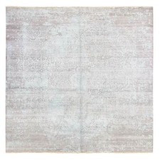 12' x 12' Silver Broken Farsian Design Hand Knotted Wool/Silk Square Rug R80225