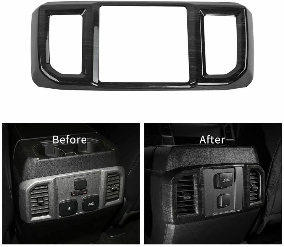 Kit de cubierta de tapicería de decoración interior de automóvil de grano de madera negro para Ford F150 2015-2017 Foto 3 de 4