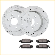 Rear Drilled Brake Rotors Ceramic Pads for 2014-2019 Chevy Silverado Sierra 1500