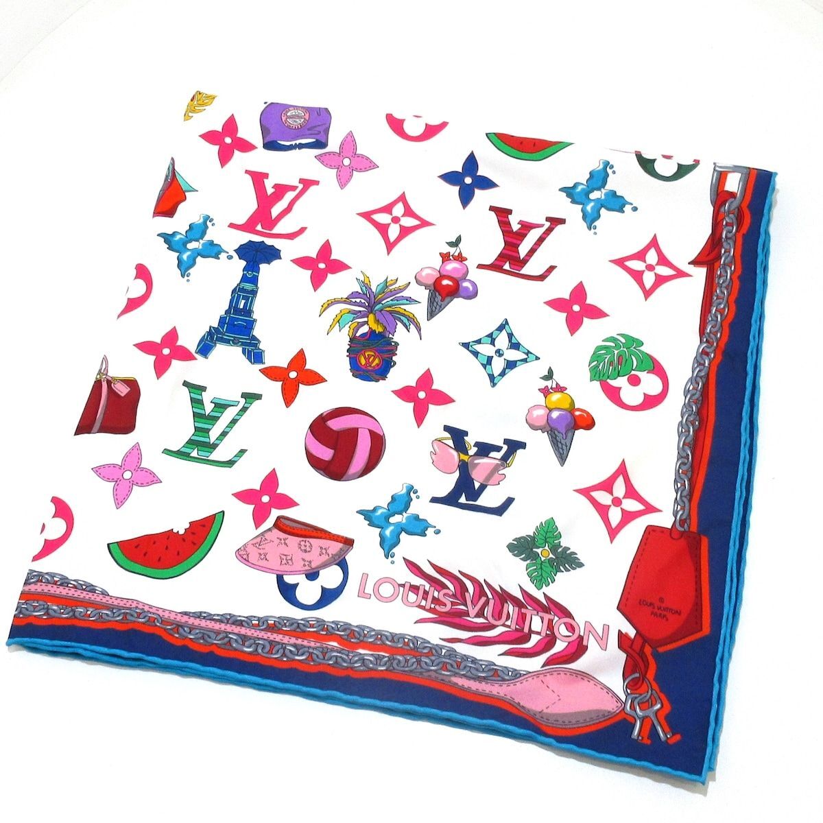 LOUIS VUITTON カラフルスカーフ 約70cm x 70cm LOUIS VUITTON カラフルスカーフ 約70cm x 70cm