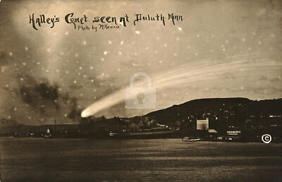 Halley's Comet. Seen at Duluth, MN Minnesota 1910 RPPC Photo Postcard Copy